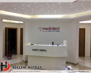 Medident Banko Arkası Paslanmaz Tabela